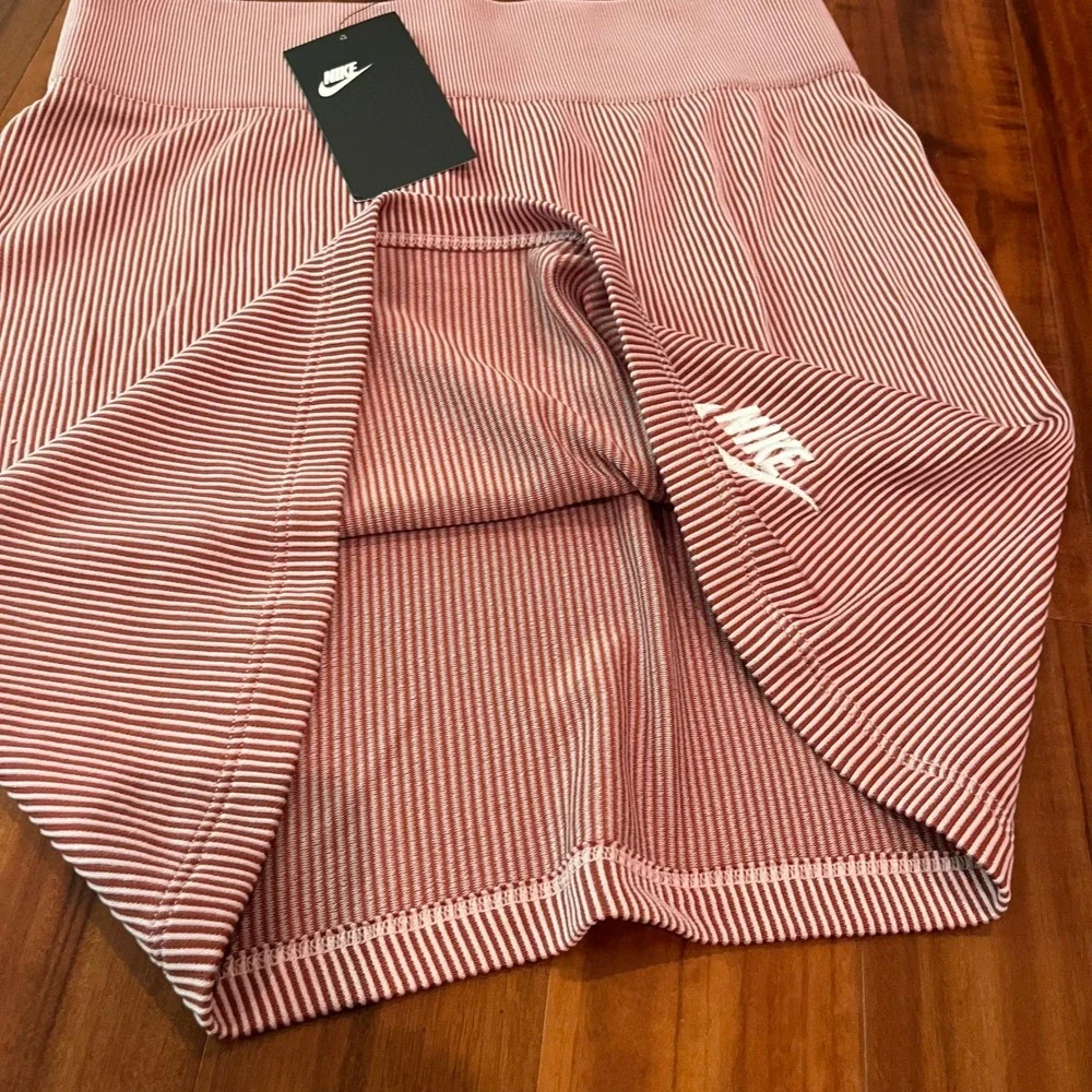 Nike Athletic Skirt Mini Air Rib Stripe Tight Fit Active Bodycon Stretch New M